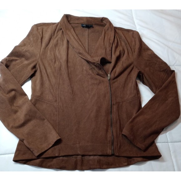 Jessica Simpson Jacket Womens Size M Brown Suede Full Zip Long Sleeve - Picture 2 of 6